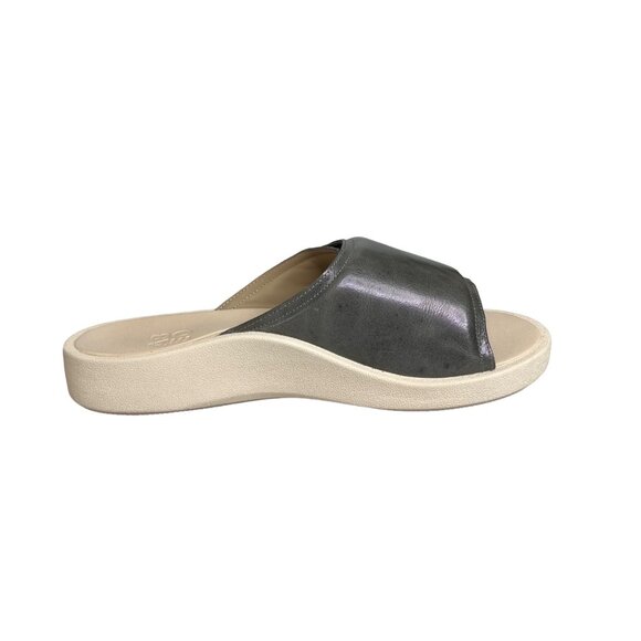 ABEO Paige Leather Slide Sandals Slip-On Leather Upper Gray Size 10 - Picture 2 of 10